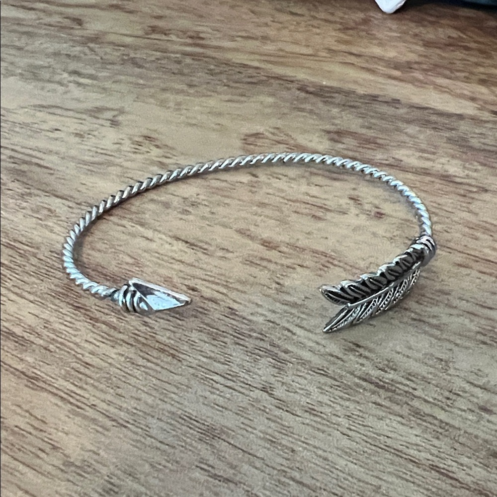 Silver Feather Open Cuff Bracelet NWOT